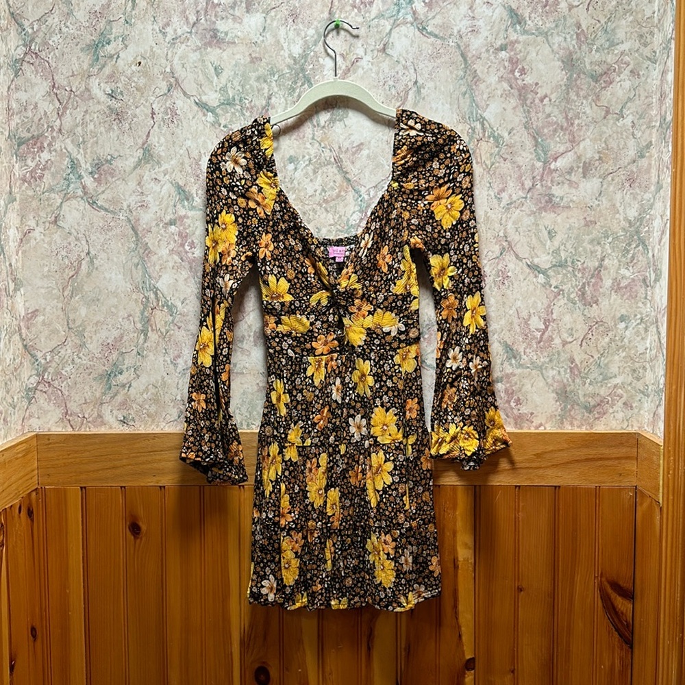 Bell sleeve knot front dress